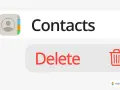 Ikon för kontakter på en iPhone med texten "Delete" och en papperskorg.