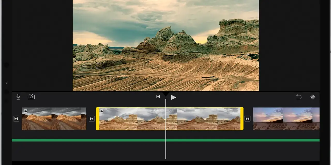 Redigera en video på din iPhone för att snabba upp klipp av ökenlandskap.