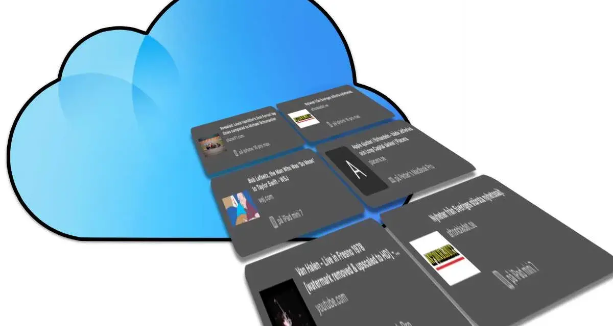 Flikar på en iPhone som visar nyheter och videor, allt samlat i en molnliknande design.