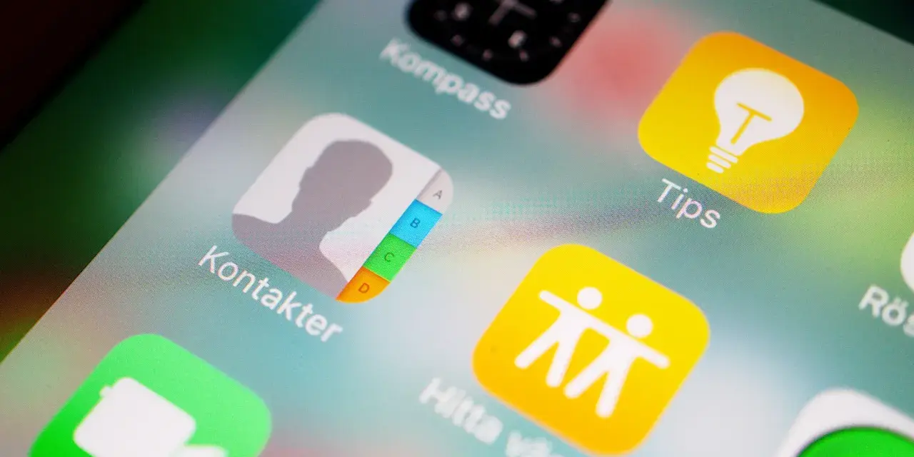 Ikon för Kontakter på en iPhone. Här kan du enkelt spara kontakter.
