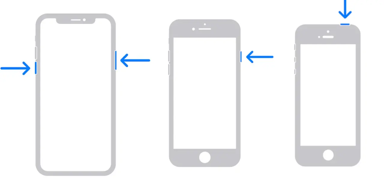 Här visas hur du kan slå av iPhone genom att trycka på knapparna.
