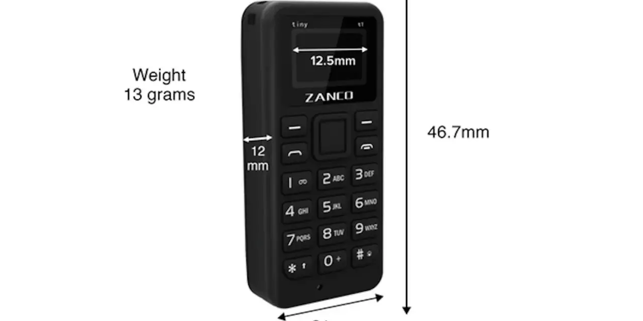 Den minsta mobilen, Zanco Tiny T1, väger bara 13 gram och är otroligt liten.