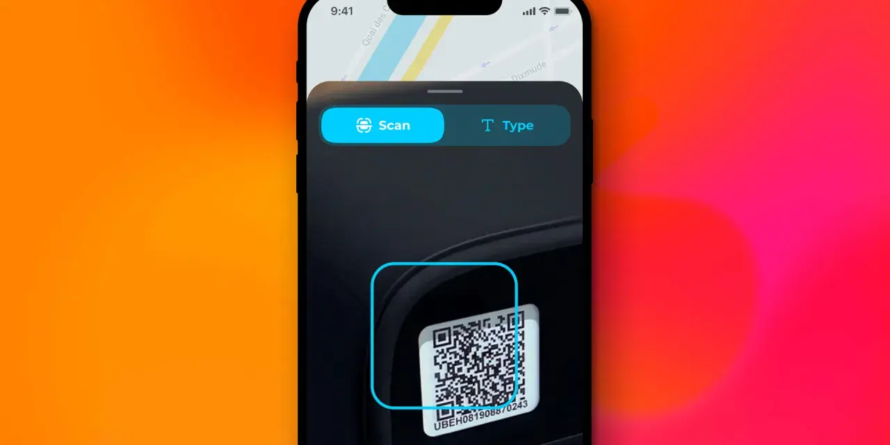 iPhone-app för att skanna koder. En QR-kod syns i bild, redo att skannas.