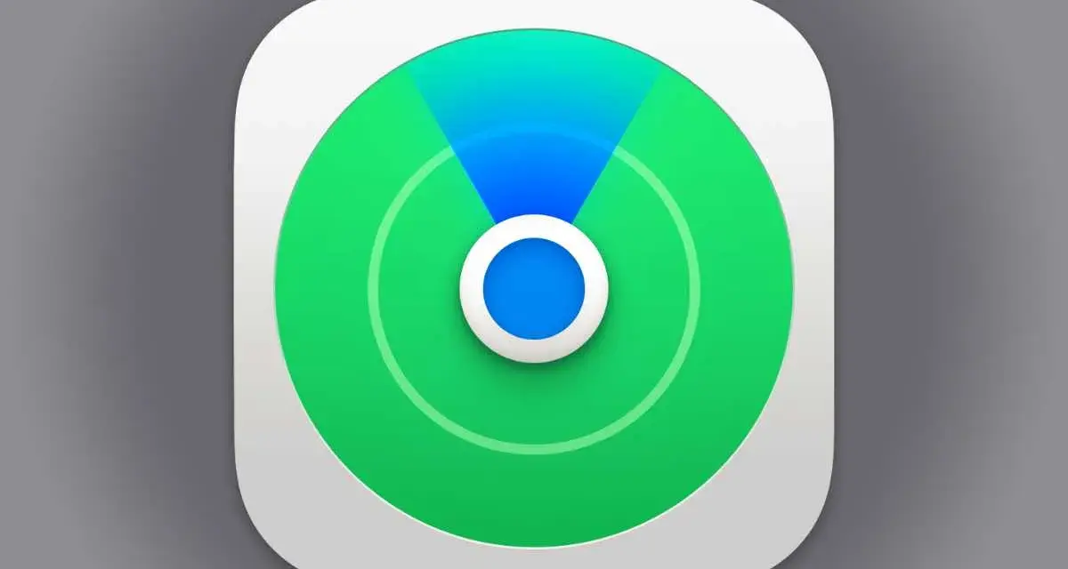 App-ikon för Hitta. En grön cirkel med blå sektioner och en vit ring i mitten. Perfekt för att hitta appen.