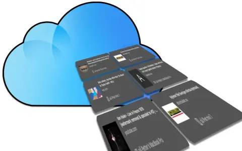 Flikar på en iPhone som visar nyheter och videor, allt samlat i en molnliknande design.