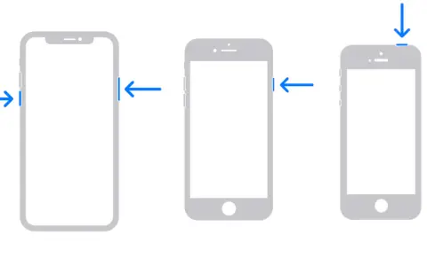 Här visas hur du kan slå av iPhone genom att trycka på knapparna.