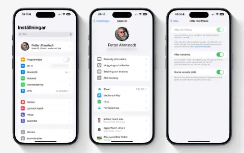 Tre iPhones visar inställningar. En visar "Notiser" och en annan visar hur man kan se gamla notiser på iPhone.