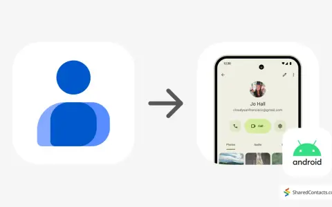 Enkel guide för att flytta kontakter från Android till iPhone. En ikon för kontakter övergår till en Android-telefon med kontaktinformation.