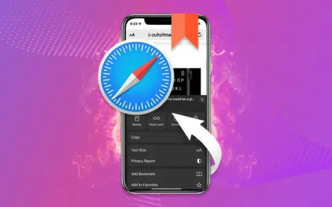 Safari-ikonen på en iPhone som visar en meny med alternativ. En pil pekar mot "Reload". Uppdatera Safari på din iPhone för en smidigare webbupplevelse.