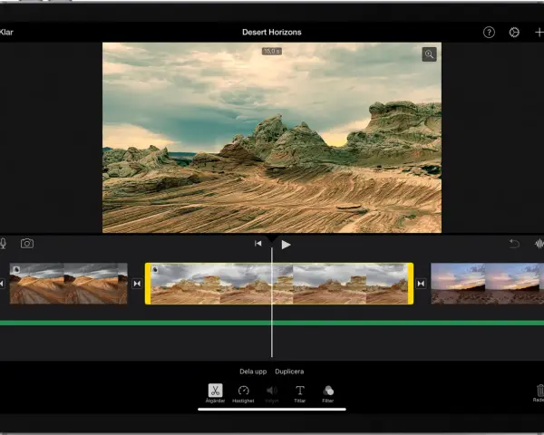 Redigera en video på din iPhone för att snabba upp klipp av ökenlandskap.