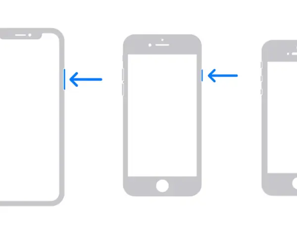 Här visas hur du kan slå av iPhone genom att trycka på knapparna.