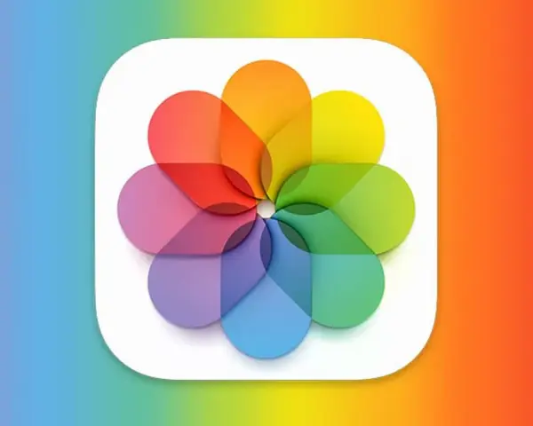 App-ikonen Foton med regnbågsfärger. Perfekt för att importera bilder till iPhone och organisera ditt digitala liv.