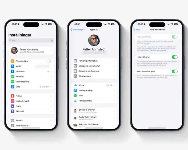 Tre iPhones visar inställningar. En visar "Notiser" och en annan visar hur man kan se gamla notiser på iPhone.