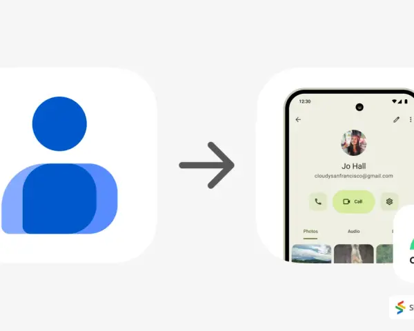 Enkel guide för att flytta kontakter från Android till iPhone. En ikon för kontakter övergår till en Android-telefon med kontaktinformation.