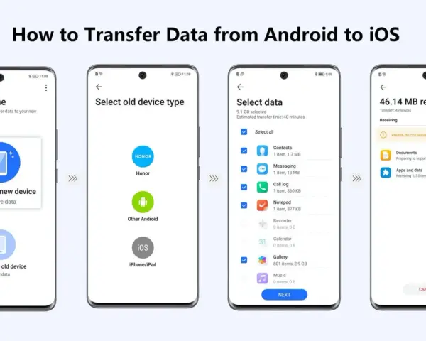 Steg för att flytta data från Samsung till iPhone. Visar hur du väljer data och överför till ny enhet.