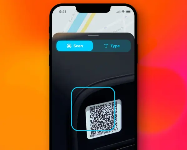 iPhone-app för att skanna koder. En QR-kod syns i bild, redo att skannas.