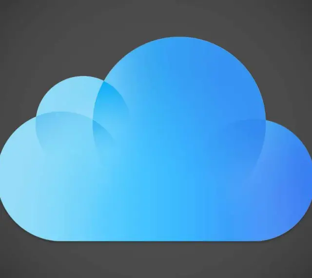 Blue gradient cloud icon on a dark gray background.