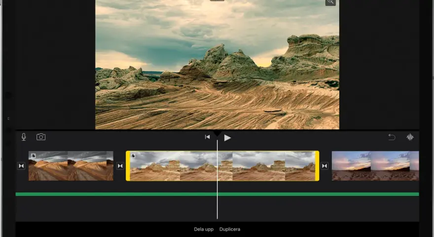 Redigera en video på din iPhone för att snabba upp klipp av ökenlandskap.