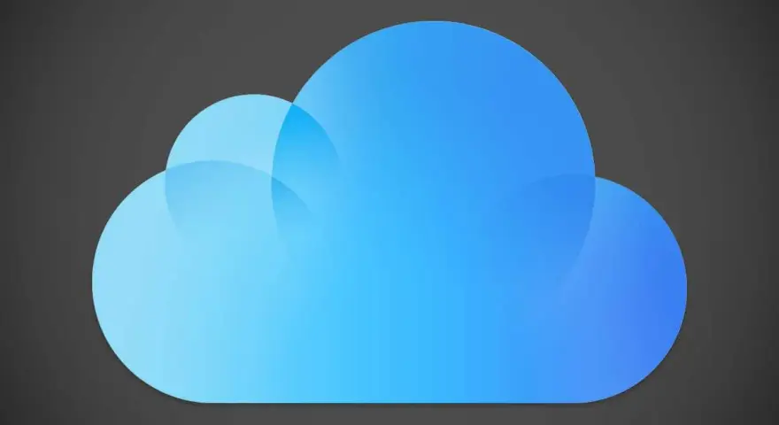Blue gradient cloud icon on a dark gray background.
