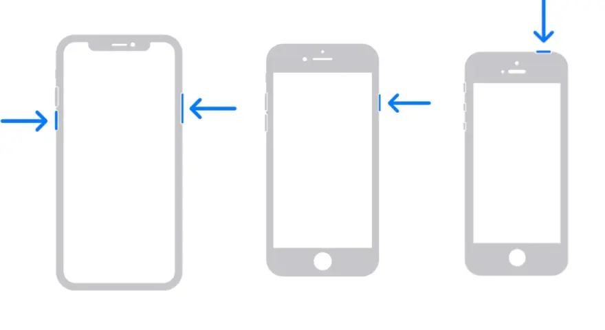 Här visas hur du kan slå av iPhone genom att trycka på knapparna.
