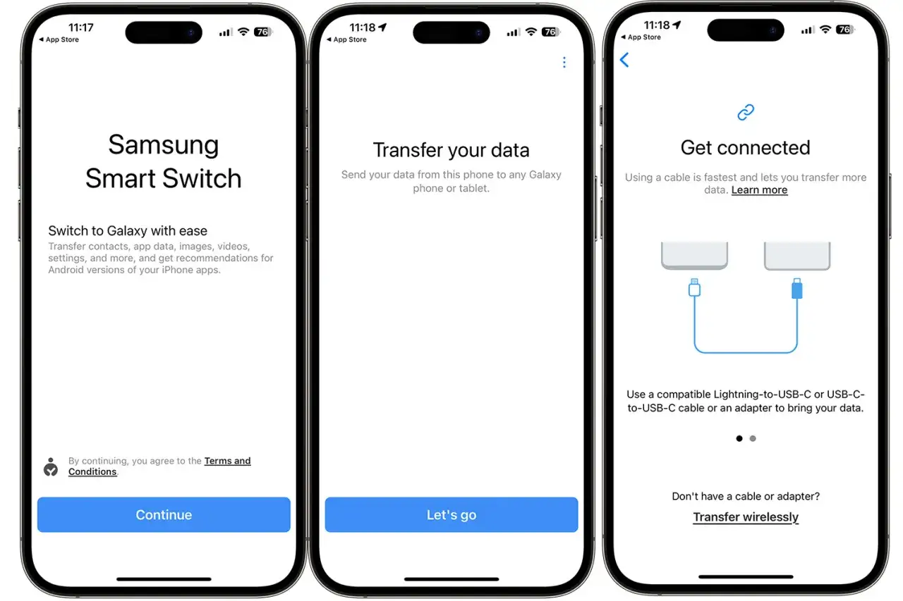 Appar som hjälper dig att byta från iPhone till Samsung. Överför data enkelt med Samsung Smart Switch.