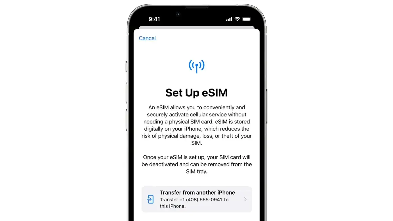 Inst&auml;llning av eSIM p&aring; iPhone. Fr&aring;gan om hur m&aring;nga esim kan man ha besvaras inte h&auml;r, men visar hur man s&auml;tter upp en.
