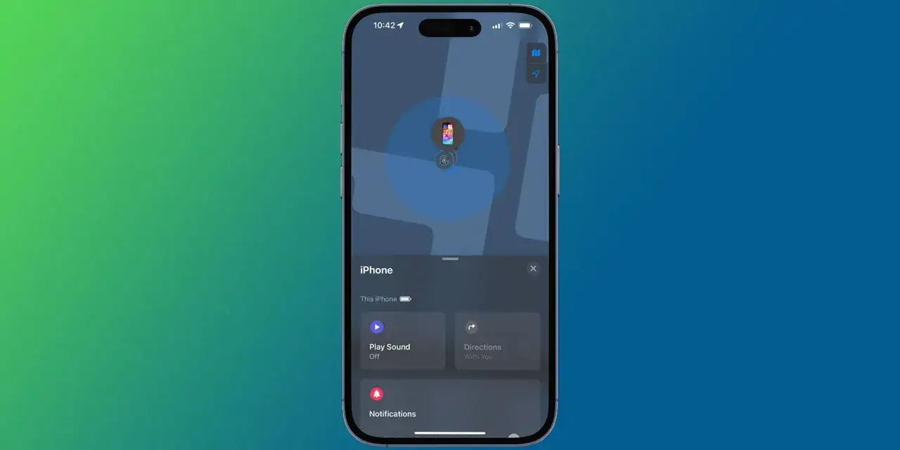 Hitta appen visar din iPhones plats p&aring; en karta. Spela upp ljud eller f&aring; v&auml;gbeskrivning f&ouml;r att hitta den.